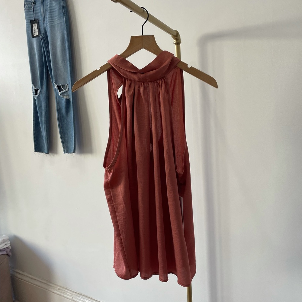 Mock neck tie back blouse. New with tags